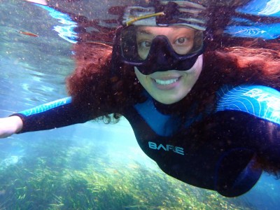 a person swimming in the water